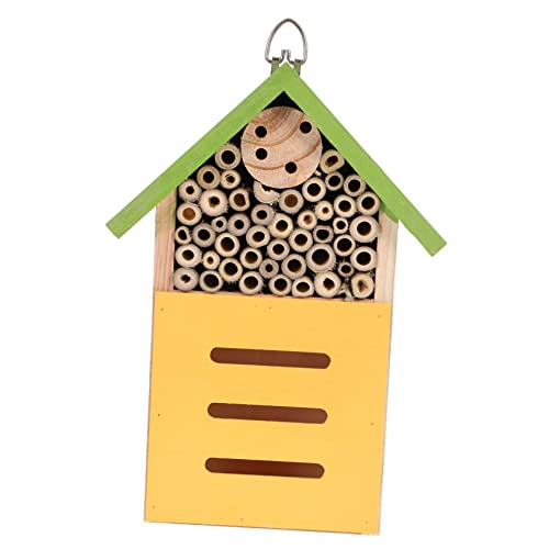 LEDMOMO ガーデン昆虫ハウス ハイブハウス てんとう虫の装飾 石工蜂 鳥の家屋外 ガーデンハウス 装飾蜂の家 屋外の生息地 木製の蝶の家 蜂小屋 キャビンオーナメント 屋外蜂の家 Green