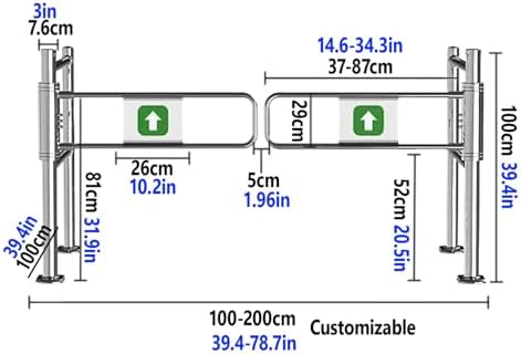 Automatic Swing Gate with Spring Closure, Stainless Steel Safety Gate for Parks, Libraries & Warehouses, One-Way Entrance Door (140 x 100 cm / 55.1" x 39.4")