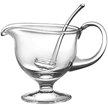 Barski- Glass - Gravy Boat with Ladle - Gravy is 8.5" L - 5" H - Ladle is 5.5" L - 12.5 oz - Handmade Glass - Made in Europe