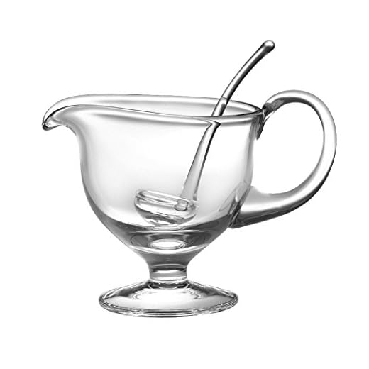 Barski- Glass - Gravy Boat with Ladle - Gravy is 8.5" L - 5"H - Ladle is 5.5"L - 12.5 oz - Handmade Glass - Made in Europe