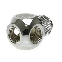 Bitspower G1/4&quot; Q-Rotary Extender Fitting with Triple G1/4&quot; Female Ports, Rotary, Silver Shining