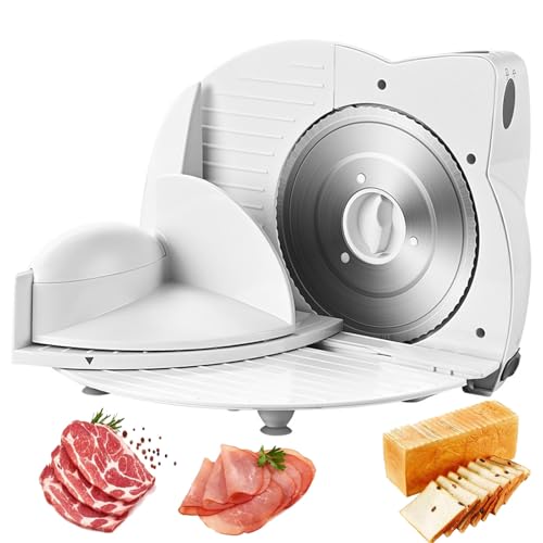 Cortadora de alimentos eléctrica de 150 W, pequeña cortadora de carne plegable para el hogar adecuada para pan, queso y embutidos, 3 niveles de grosor ajustable