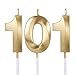 Gold 101st Birthday Candles for Cakes, Number 101 Candle Cake Topper for Birthday Party Decoration Anniversary Celebration