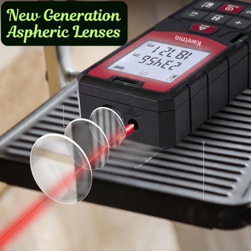 Image of Kwetmo Laser Measuring Device-Laser Distance Meter-Digital Distance Measurement Laser Machine, IP54 Waterproof Large LCD Backlit, Pythagorean Mode (50 MTR, Black)
