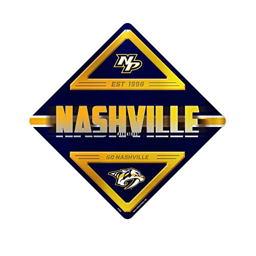 NHL Rico Industries Nashville Predators Metal CrosSign Sign - Home Decor Perfect for Bedroom, Man Cave, Garage