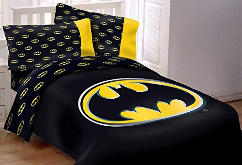 JPI Batman Emblem Luxury 3pc Comforter Set Reversible Super Soft Queen Size 86”x86”, Black