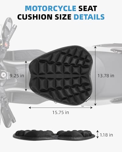 image for Fitense 13.8x15.8in Universal Motorcycle Seat Cushion with 3D Shock Ab