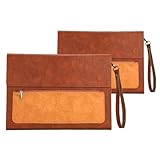 Lederdokumente 2 STÜCKE Leder A4 Dokumententasche Verdickter Dateiordner Große Speicherkapazität for Den Heimgebrauch Im Büro(Chocolate)