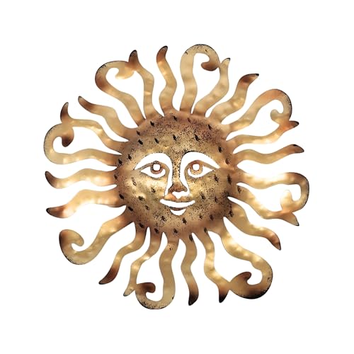 BestGiftEver Metal Sun Wall Hanging Decor, Golden Sun Face