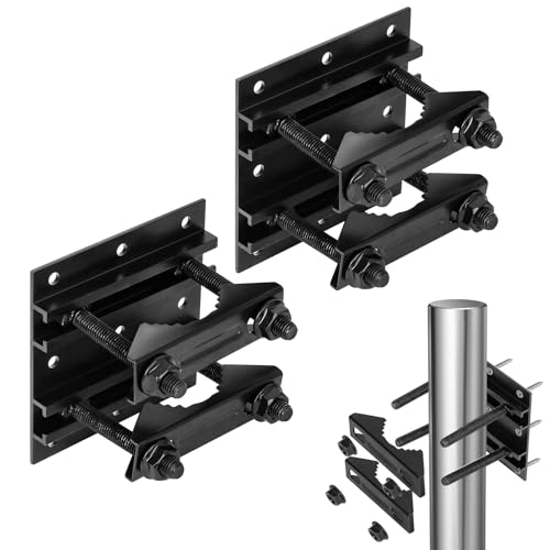 Post Tubes Mounting Bracket 2-Packs Adjustable Solar Mounting Bracket Fence Hook Compatible with Round Square T-Posts Irregularly Shaped Pipes (Max. 2-1/2 Width)