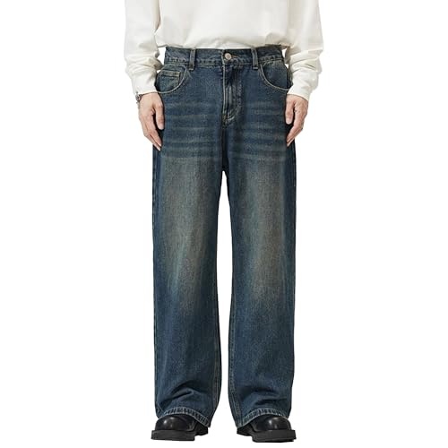 Jean baggy homme style années 90 à coupe large en denim bleu foncé