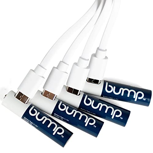 Bump Aaa Rechargeable Batteries - 4 Pack - Lithium Ion, High Output, Fast & Long Lasting Usb-C Charge, Use W/Remote Control, Battery Operated Toys, Keyboard, Wireless Mice, Charger Cable Included #TOP1