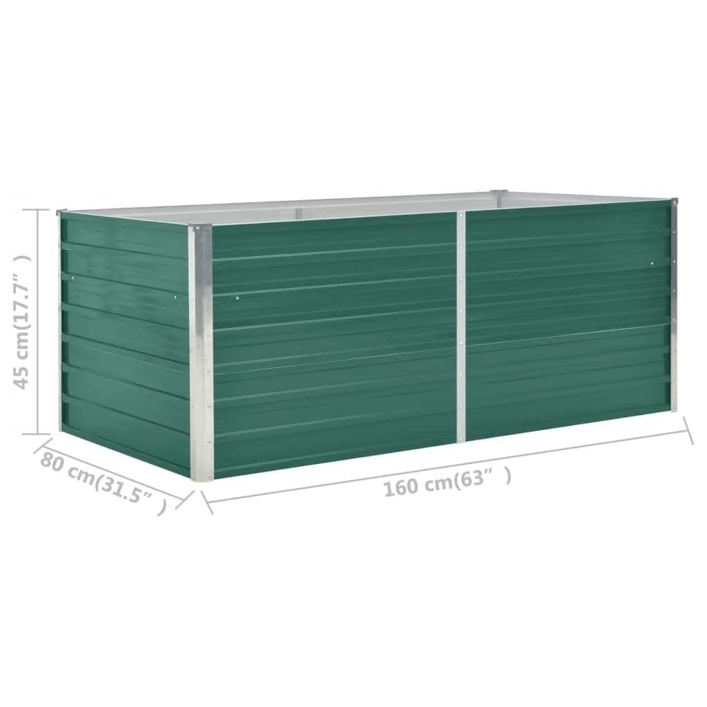 vidaXL Letto di Coltura Rialzato Cura Piante Orto da Balcone Bordo Arrotondato Elegante Fiori Vaso Fioriera 160x80x45 cm in Acciaio Zincato Verde