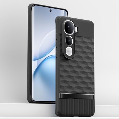 Image of Pikkme Back Cover for Vivo Y400 Pro 5G Camera Protection 3D Hexa Cube Design Silicone Protective Bumper Case (Black)