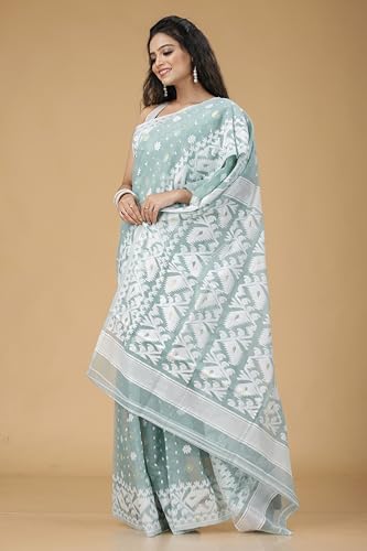 Image of OISHANI SAREE GHOR Women's Traditional Bengal Cotton Silk Soft Jamdani Saree - Beautiful design and Quality - Without Blouse Piece