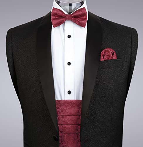 Image of Alizeal Mens Multicolored Silk Solid Cummerbund Bow Tie Set