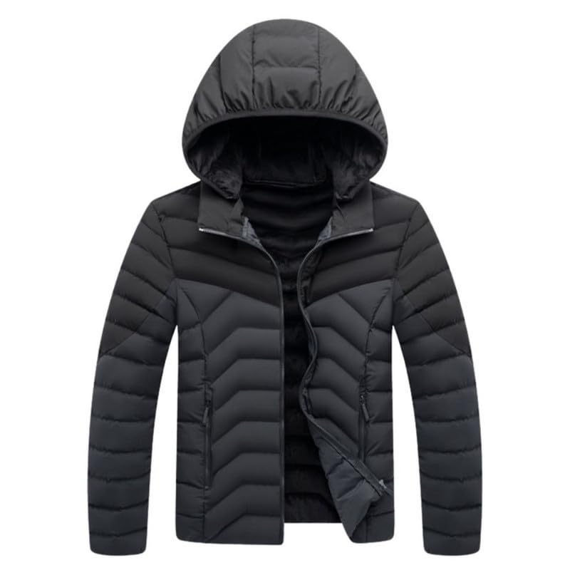 Image of Men's Lightweight Quilted Puffer Jacket with Hood Water-Repellent Windproof Cotton Coat