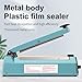 Metal body,Impulse Heat Sealer Manual Bags Sealer Heat Sealing Machine 8 Inch Impulse Sealer Machine for Plastic Bags PE PP Bags with Extra Replace Element Grip