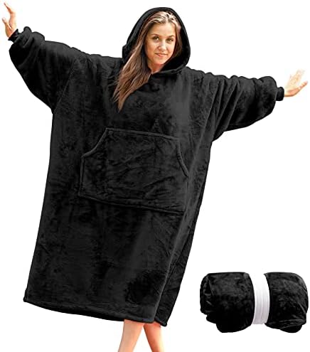 Black Hoodie Blanket Hooded Blanket 