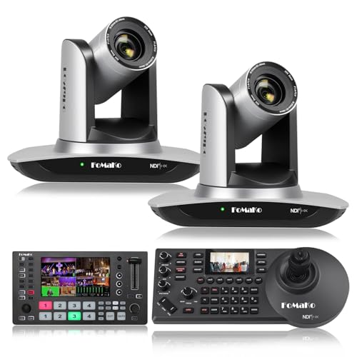 FoMaKo NDI PTZ Camera, AI Auto-Tracking Gen 3, 20x Optical Zoom, for Entertainment and Performance Live Streaming Including Concert,Stage Play and Musical(FMK20UHX2+M3+KC608 Pro)