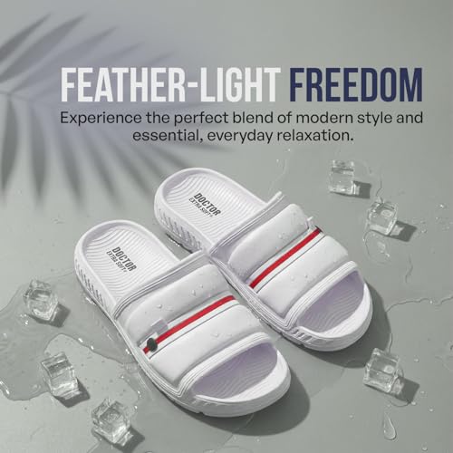 Image of DOCTOR EXTRA SOFT Men's Classic Ultra Soft Sliders /Slippers with Cushion FootBed for Adult | Comfortable & Light Weight | Stylish & Anti-Skid | Waterproof & Everyday Flip Flops for Gents /Boys D-527