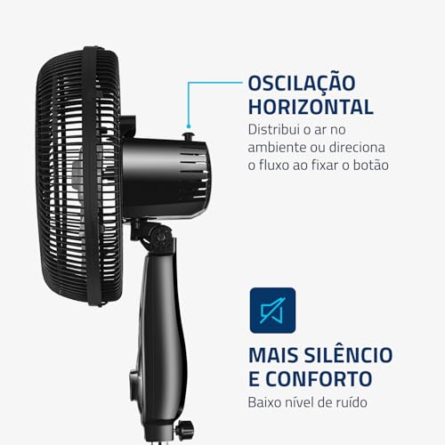 Ventilador de Coluna 30cm Turbo, Mondial, Preto/Prata, 50W, 110V - VT-30C-NB