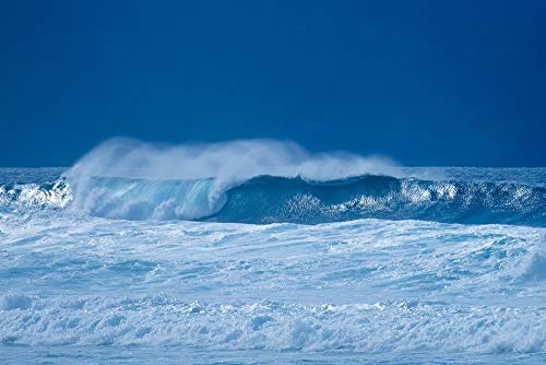 Modern Blue Seascape Wave Image, Coastal Ocean decor