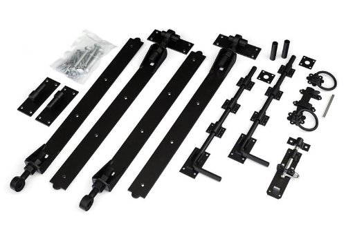 1st Fix South Black 750mm, 30" Adjustable Hook and Band Hinge Set for Double Gates/Doors
