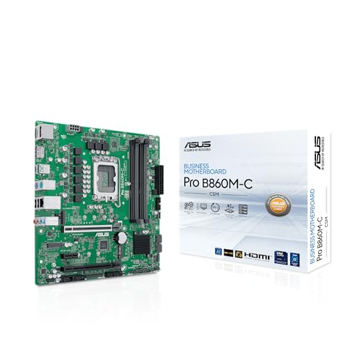PRO B860M-C-CSM, Scheda Madre Business Intel mATX, Socket LGA 1851, Slot DDR5, PCIe 5.0, 2 Slot M.2, Ethernet Intel 1 GB, Doppia DisplayPort, HDMI, SATA 6, USB-C da 10 Gbps, Nera