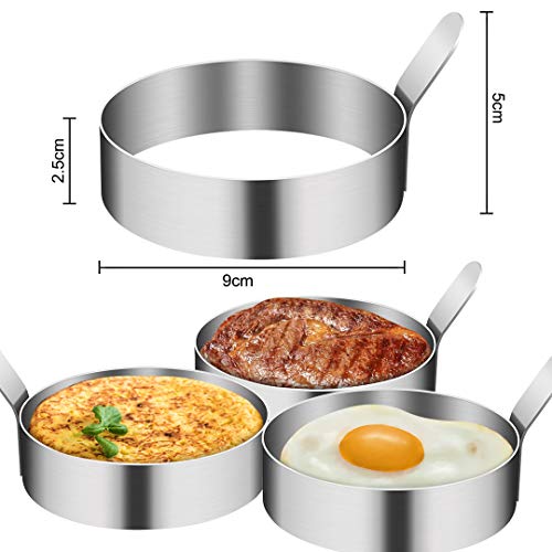 4/6 Pack Egg Ring,Egg Mold Ring Non Stick Stainless Steel 3.5Inch Egg Mold Egg Rings For Frying Eggs Pancake Sandwich Cooking Beefsteak Griddle Kitchen Gadgets For Breakfast #TOP2
