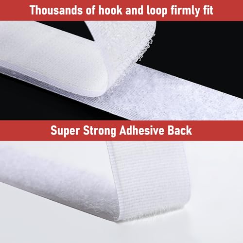 Image of 32Ft *1 Inch Hook and Loop Tape with Adhesive Back, Heavy Duty Double Sided Adhesive Strips, Strong Sticky Strips Roll for Home /Office /School /Car, White