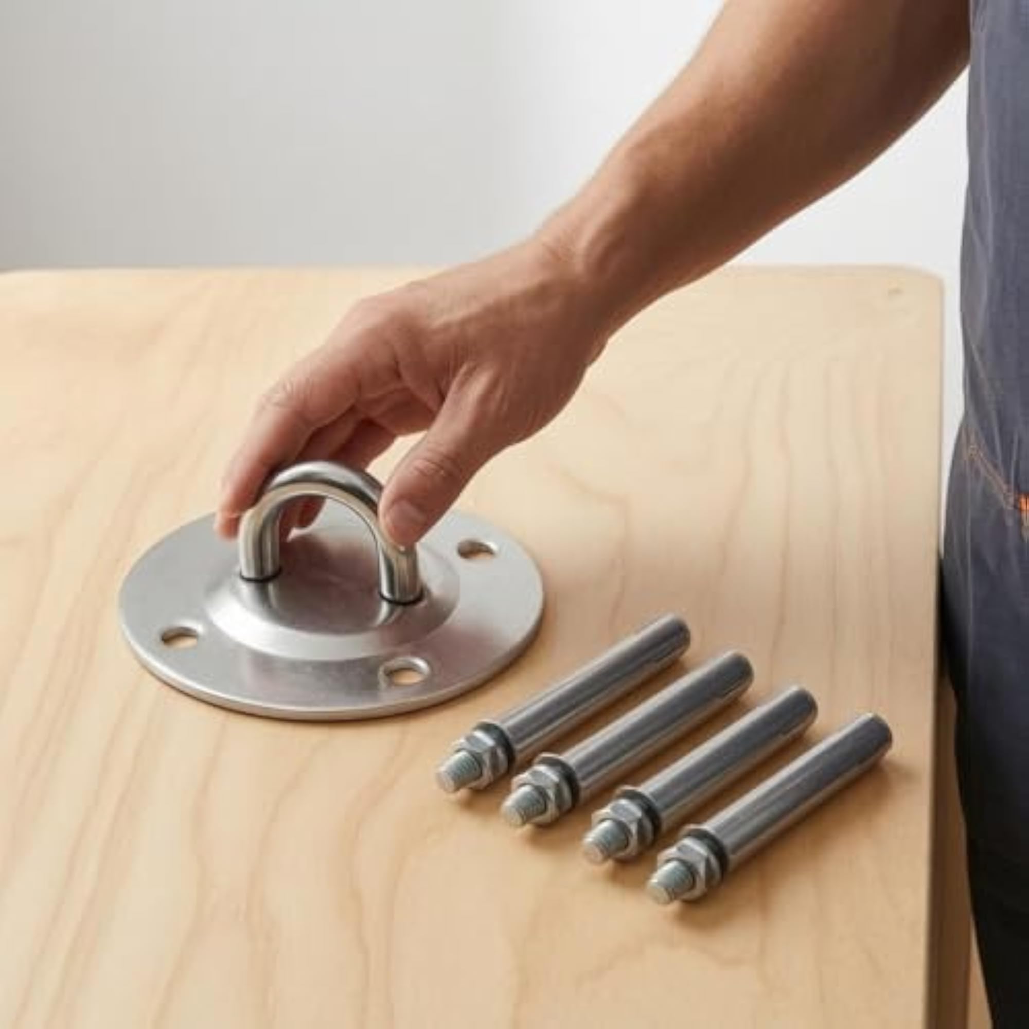 Stainless Steel Hanging Loop Plate Round Ceiling Hanger