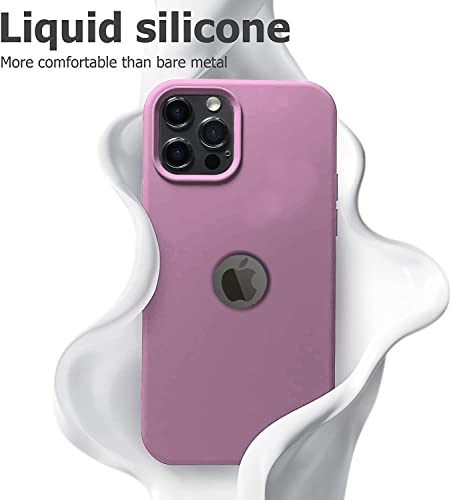 Image of VONZEE Back Cover for iPhone 12 Pro Max Case, Shockproof Slim Camera & Full Body Protection Liquid Silicone TPU Cover with Logo Cut (6.7 Inch) -Lilac