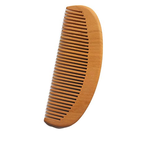 Natural wood comb for hair and beard with fine tooth light color, size 5" x 2"