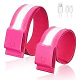 Ainiv 2pz LED Bracciale, 7 Colori Fascia da Braccio A LED di Ricarica USB, 3 modalità di Illuminazione, Luci Braccialetti Sportivi Luminosi Adatto per Ciclismo, Jogging, Escursionismo,Running, Verde