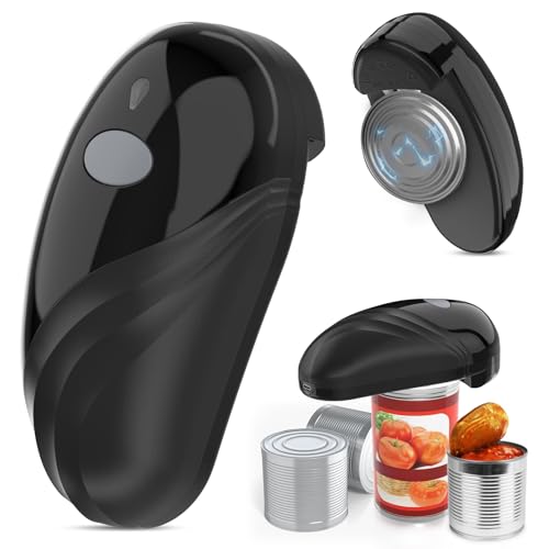 One-Touch Rechargeable Electric Can Opener-Automatic Side Cut, Smooth Edge Kitchen Gadget, Food-Safe Design, Hands-Free Can Opener for All Can Sizes, Ideal for Seniors with Arthritis-Black