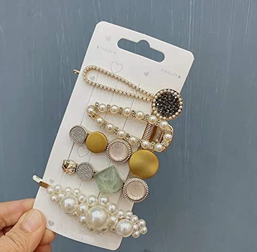 SQUICKLE ダイヤモンド、ホワイトパール&マカロンヘアクリップ//5個メタルヘアピン//バレッタファッションスタイリングヘアアクセサリーガールズ、レディース&ブライダル(ビッグヘアクリップ)