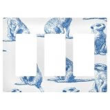 Blue Mongoose Light Switch Cover Receptacle Outlet Wall Plate 3 Gang Screwless Decorator Wallplates Cover Home Decor H4.6xL6.5 inch