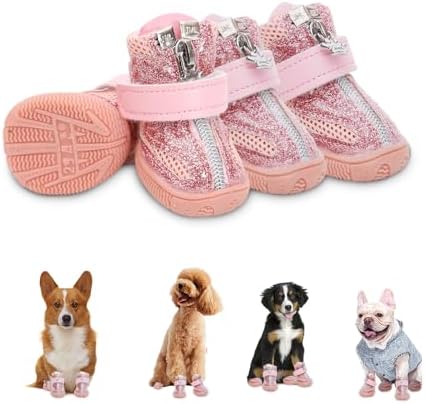 Dog Shoes for Large Small Medium Dogs, Nonslip Waterproof Dog Boots for Hot Pavement, Rainy & Winter Snowy Day, Puppy Dog Paw Prtoecters with Reflective Strapes for Outdoor Walking/Hiking