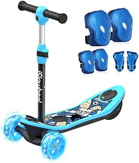 Kids Electric Scooter, isinwheel 3-wheel electric scooter kids for Ages 3-12 with Long Battery Life, Flashing LED Wheels, Lean-To Steer Design Performance Boys/Girls E Scooter