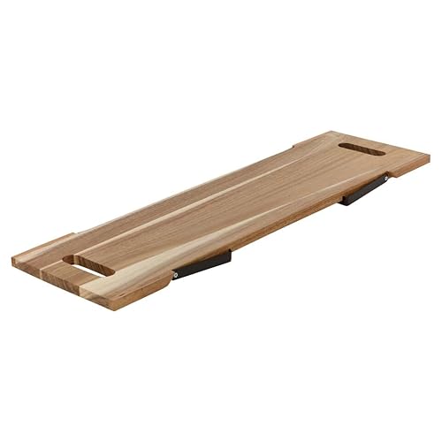 URBNLIVING Large Acacia Wooden Serving Tray with Metal Legs & Handles - 67cm Modern Decorative Platter for Appetizers, Meats, Snacks, Desserts – Rustic Party Centerpiece - Hand Wash Only - Image 5