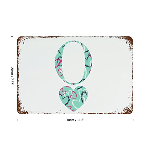 Panneau métal I Love You robuste avec finition alphabet floral chic