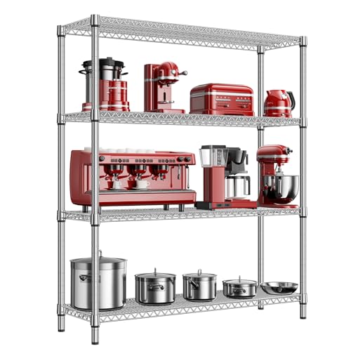 Image of M MZG 2800 LBS 59 inch W 4 Tier Storage Shelves Rack Metal Wire Shelving Unit, Storage Standing Shelf Organizer for Laundry Bathroom Kitchen Pantry Garage Utility Room, Chrome 17.7 inch D x 59.1 inch W x 70.4 inch H