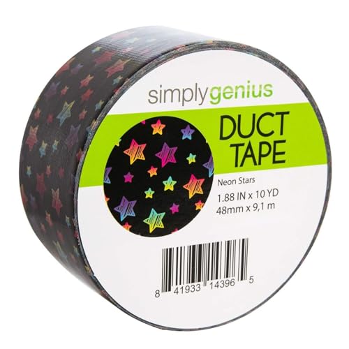 Simply Genius Art & Craft Duct Tape for Scrapbook Supplies - 1.88 in x 10 yd, Neon Stars, 1 Roll...
