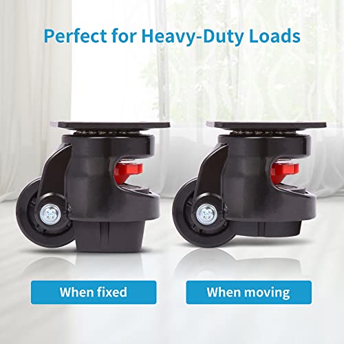 Nefish Leveling Machine Casters 2200 Lbs Load Capacity 4 Packs Heavy Duty Retractable Caster Wheels For Workbench, 360 Degree Plate Swivel Castors For Furniture, Equipment, Machine #TOP5