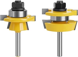 BIGIBITO Shaker Rail and Stile Router Bits, 1/4 Inch Shank Router Bit Wood Milling Cutter Set for Cabinet Door and More (3/8-Inch Cutting Depth, Set of 2 Pieces)
