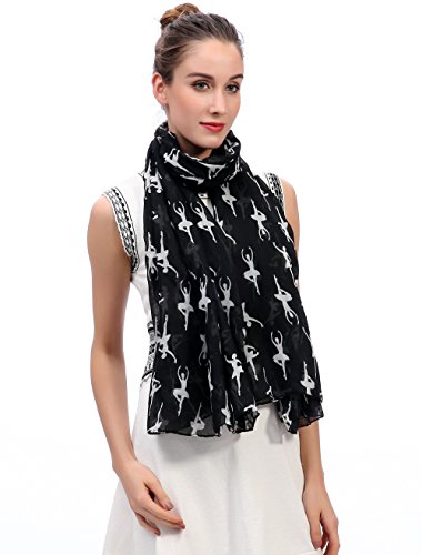 Lina & Lily Ballerinas Dancers Print Women's Large Scarf Lightweight2