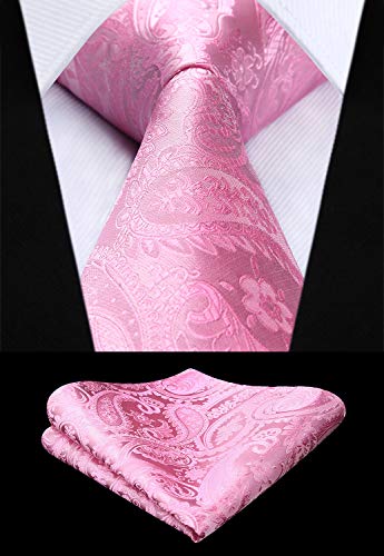 Image of HISDERN Vest and Tie Sets for Men Vests Paisley Floral Jacquard Necktie Pocket Square 3PCS Waistcoat for Suit or Tuxedo