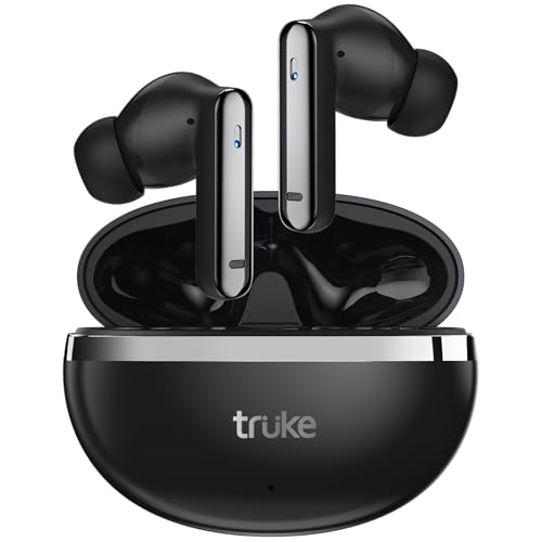 Image of truke Q1 Lite True Wireless in Ear Earbuds, 48H Playtime Ear Buds, Crystal-Clear Calls, Fast Charging, Elegant Royal Design, Bluetooth 5.4, Noise Cancellation, Gaming Mode (Silver)