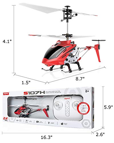 Image of POCO DIVO Replacement for SYMA S107 Altitude Hold S107H 2.4Ghz RC Helicopter One-Key Launching /Landing Beginner Flight Mini 3CH Metal Gyro Heli, Red